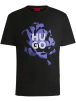 Hugo Cotton-jersey T-shirt With Artwork And Logo In Black