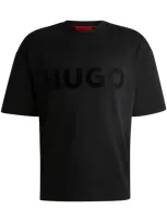 Hugo Cotton-jersey T-shirt With Tonal Logo In Black