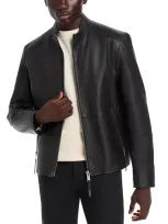 Hugo Lokis Slim Fit Leather Jacket In Black