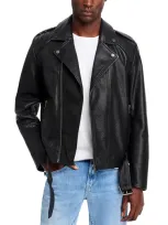 Hugo Lowis Zip Front Leather Jacket In Black