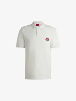 Hugo Mens  Double-logo Cotton-piqué Polo Shirt In Natural