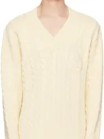 Hugo Off-white V-neck Sweater In 279-light Beige