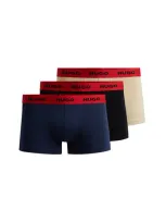 Hugo Three-pack Of Stretch-cotton Trunks With Logo Waistbands In Patterned