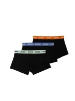 Hugo Three-pack Of Stretch-cotton Trunks With Logo Waistbands In Patterned