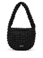 Hugo Quilted Faux-leather Shoulder Bag In Black