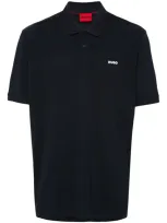 Hugo Raised-logo Polo Shirt In Blue