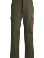 Hugo Regular-fit Cargo Trousers In Ripstop Cotton In Khaki