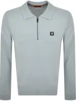 Hugo Sastoon Long Sleeve Knit Polo Blue