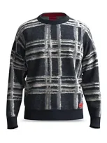 Hugo Sekkon Graphic Sweater In Navy