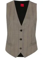 Hugo Regular-fit Waistcoat In Striped Cloth In Patterned