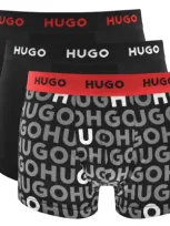 Hugo Underwear 3 Pack Trunks In Black