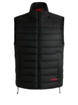 Hugo Water-repellent Slim-fit Gilet With Logo Detail In Black 001