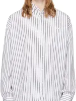 Hugo White & Black Striped Shirt In 199-open White