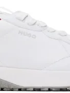 Hugo White Mixed Material Lace-up Sneakers In 100-white