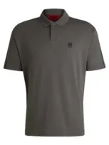 Hugo X Rb Cotton Polo Shirt With Branded Tape In Light Grey