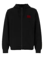 Hugo Zipped Drawstring Hoodie In Black