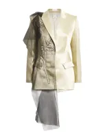 Huishan Zhang Embroidered Atlas Blazer In Neutral