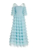 Huishan Zhang Tulle Marybell Gown In Blue