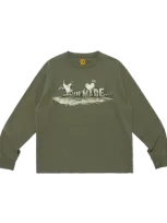 Human Made Kids' Graphic L/s T-shirt In Olive Drab