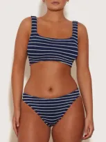 Hunza G Xandra Seersucker Bikini In Navy/white