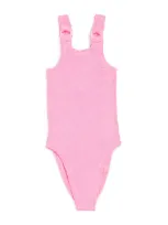 Hunza G Kids' Crinkled Domino Swimsuit In Pink