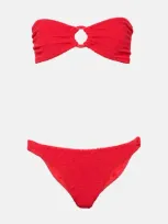 Hunza G Gloria Ring-detail Strapless Bikini In Red