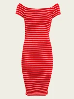 Hunza G Grace Crinkle Dress In Red White