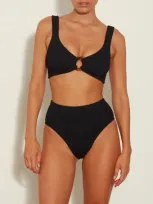 Hunza G Nadine Seersucker Bikini Set In Black