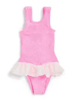 Hunza G Kids' Ruffle-trim Denise Swimsuit In Pink