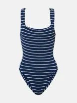 Hunza G Square Neck Striped Swimsuit In Multicolour