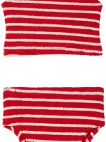 Hunza G Ssense Exclusive Kids Red Sofia Bikini In Red/white