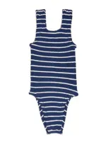 Hunza G Kids' Striped Classic Swimsuit In Navy