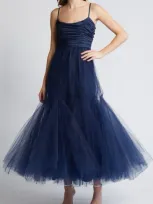 Hutch Fabrice Mixed Media Gown In Blue