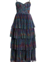 Hutch Tiered Bustier Dress In Slate Wild Garden Floral