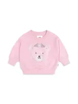 Huxbaby Girls' Daisy Furry Bear Sweatshirt - Baby, Little Kid In Lilac Mist