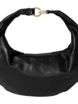 Hyer Goods Leather Convertible Hobo Ring Bag In Black Gold