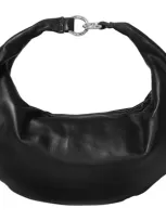 Hyer Goods Leather Convertible Hobo Ring Bag In Black Silver