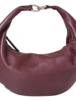 Hyer Goods Leather Convertible Hobo Ring Bag In Burgundy