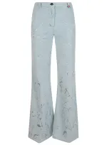 I Love My Pants Linda Velvet Trousers In Clear Blue