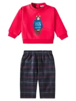 Il Gufo Baby Cotton Sweatshirt And Sweatpants Set In Rot