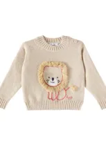 Il Gufo Baby Embroidered Virgin Wool Sweater In Beige