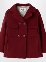 Il Gufo Kids' Burgundy Double-breasted Coat In Red