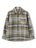 Il Gufo Kids' Checked Cotton Shirt In Green