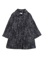 Il Gufo Kids' Herringbone-pattern Single-breasted Coat In Blue