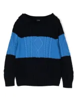 Il Gufo Colour-block Cable-knit Jumper In Schwarz