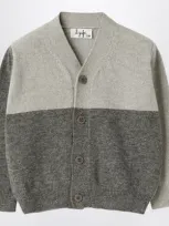 Il Gufo Colour-block Wool Cardigan In Grey