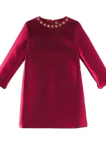 Il Gufo Kids' Embellished Twill Dress In Red