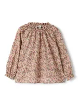 Il Gufo Kids' Floral-print Blouse In Neutrals