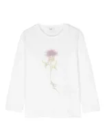 Il Gufo Kids' Floral-print T-shirt In White