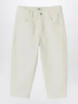 Il Gufo Kids' Ivory Plush Denim Trousers In Beige